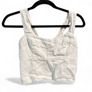 Abercrombie and Fitch White Linen Blend Crop Tank Top- Size Small